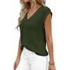 imagePRETTYGARDEN Womens 2026 Lightweight Sweaters Vest Spring Trendy Cap Sleeve V Neck Knit Tank Tops Summer Going Out OutfitsArmy Green