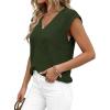imagePRETTYGARDEN Womens 2026 Lightweight Sweaters Vest Spring Trendy Cap Sleeve V Neck Knit Tank Tops Summer Going Out OutfitsArmy Green
