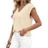imagePRETTYGARDEN Womens 2026 Lightweight Sweaters Vest Spring Trendy Cap Sleeve V Neck Knit Tank Tops Summer Going Out OutfitsBeige