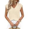 imagePRETTYGARDEN Womens 2026 Lightweight Sweaters Vest Spring Trendy Cap Sleeve V Neck Knit Tank Tops Summer Going Out OutfitsBeige