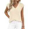 imagePRETTYGARDEN Womens 2026 Lightweight Sweaters Vest Spring Trendy Cap Sleeve V Neck Knit Tank Tops Summer Going Out OutfitsBeige