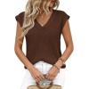 imagePRETTYGARDEN Womens 2026 Lightweight Sweaters Vest Spring Trendy Cap Sleeve V Neck Knit Tank Tops Summer Going Out OutfitsCoffee