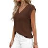 imagePRETTYGARDEN Womens 2026 Lightweight Sweaters Vest Spring Trendy Cap Sleeve V Neck Knit Tank Tops Summer Going Out OutfitsCoffee