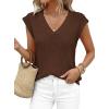 imagePRETTYGARDEN Womens 2026 Lightweight Sweaters Vest Spring Trendy Cap Sleeve V Neck Knit Tank Tops Summer Going Out OutfitsCoffee