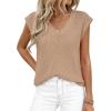 imagePRETTYGARDEN Womens 2026 Lightweight Sweaters Vest Spring Trendy Cap Sleeve V Neck Knit Tank Tops Summer Going Out OutfitsKhaki