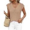 imagePRETTYGARDEN Womens 2026 Lightweight Sweaters Vest Spring Trendy Cap Sleeve V Neck Knit Tank Tops Summer Going Out OutfitsKhaki