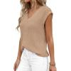 imagePRETTYGARDEN Womens 2026 Lightweight Sweaters Vest Spring Trendy Cap Sleeve V Neck Knit Tank Tops Summer Going Out OutfitsKhaki