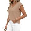 imagePRETTYGARDEN Womens 2026 Lightweight Sweaters Vest Spring Trendy Cap Sleeve V Neck Knit Tank Tops Summer Going Out OutfitsKhaki