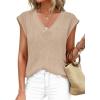imagePRETTYGARDEN Womens 2026 Lightweight Sweaters Vest Spring Trendy Cap Sleeve V Neck Knit Tank Tops Summer Going Out OutfitsLight Khaki