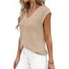 imagePRETTYGARDEN Womens 2026 Lightweight Sweaters Vest Spring Trendy Cap Sleeve V Neck Knit Tank Tops Summer Going Out OutfitsLight Khaki