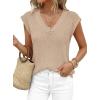 imagePRETTYGARDEN Womens 2026 Lightweight Sweaters Vest Spring Trendy Cap Sleeve V Neck Knit Tank Tops Summer Going Out OutfitsLight Khaki