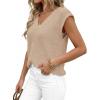 imagePRETTYGARDEN Womens 2026 Lightweight Sweaters Vest Spring Trendy Cap Sleeve V Neck Knit Tank Tops Summer Going Out OutfitsLight Khaki