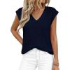 imagePRETTYGARDEN Womens 2026 Lightweight Sweaters Vest Spring Trendy Cap Sleeve V Neck Knit Tank Tops Summer Going Out OutfitsNavy Blue