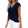 imagePRETTYGARDEN Womens 2026 Lightweight Sweaters Vest Spring Trendy Cap Sleeve V Neck Knit Tank Tops Summer Going Out OutfitsNavy Blue