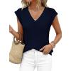 imagePRETTYGARDEN Womens 2026 Lightweight Sweaters Vest Spring Trendy Cap Sleeve V Neck Knit Tank Tops Summer Going Out OutfitsNavy Blue