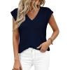 imagePRETTYGARDEN Womens 2026 Lightweight Sweaters Vest Spring Trendy Cap Sleeve V Neck Knit Tank Tops Summer Going Out OutfitsNavy Blue