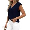 imagePRETTYGARDEN Womens 2026 Lightweight Sweaters Vest Spring Trendy Cap Sleeve V Neck Knit Tank Tops Summer Going Out OutfitsNavy Blue