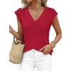 imagePRETTYGARDEN Womens 2026 Lightweight Sweaters Vest Spring Trendy Cap Sleeve V Neck Knit Tank Tops Summer Going Out OutfitsRed