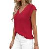 imagePRETTYGARDEN Womens 2026 Lightweight Sweaters Vest Spring Trendy Cap Sleeve V Neck Knit Tank Tops Summer Going Out OutfitsRed
