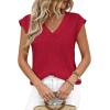 imagePRETTYGARDEN Womens 2026 Lightweight Sweaters Vest Spring Trendy Cap Sleeve V Neck Knit Tank Tops Summer Going Out OutfitsRed