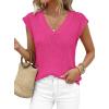imagePRETTYGARDEN Womens 2026 Lightweight Sweaters Vest Spring Trendy Cap Sleeve V Neck Knit Tank Tops Summer Going Out OutfitsRose Red