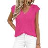 imagePRETTYGARDEN Womens 2026 Lightweight Sweaters Vest Spring Trendy Cap Sleeve V Neck Knit Tank Tops Summer Going Out OutfitsRose Red