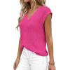 imagePRETTYGARDEN Womens 2026 Lightweight Sweaters Vest Spring Trendy Cap Sleeve V Neck Knit Tank Tops Summer Going Out OutfitsRose Red