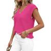 imagePRETTYGARDEN Womens 2026 Lightweight Sweaters Vest Spring Trendy Cap Sleeve V Neck Knit Tank Tops Summer Going Out OutfitsRose Red
