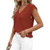 imagePRETTYGARDEN Womens 2026 Lightweight Sweaters Vest Spring Trendy Cap Sleeve V Neck Knit Tank Tops Summer Going Out OutfitsRust Red