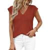 imagePRETTYGARDEN Womens 2026 Lightweight Sweaters Vest Spring Trendy Cap Sleeve V Neck Knit Tank Tops Summer Going Out OutfitsRust Red