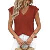 imagePRETTYGARDEN Womens 2026 Lightweight Sweaters Vest Spring Trendy Cap Sleeve V Neck Knit Tank Tops Summer Going Out OutfitsRust Red