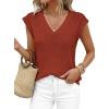 imagePRETTYGARDEN Womens 2026 Lightweight Sweaters Vest Spring Trendy Cap Sleeve V Neck Knit Tank Tops Summer Going Out OutfitsRust Red