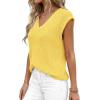 imagePRETTYGARDEN Womens 2026 Lightweight Sweaters Vest Spring Trendy Cap Sleeve V Neck Knit Tank Tops Summer Going Out OutfitsYellow