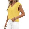 imagePRETTYGARDEN Womens 2026 Lightweight Sweaters Vest Spring Trendy Cap Sleeve V Neck Knit Tank Tops Summer Going Out OutfitsYellow