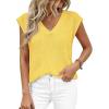 imagePRETTYGARDEN Womens 2026 Lightweight Sweaters Vest Spring Trendy Cap Sleeve V Neck Knit Tank Tops Summer Going Out OutfitsYellow
