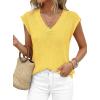 imagePRETTYGARDEN Womens 2026 Lightweight Sweaters Vest Spring Trendy Cap Sleeve V Neck Knit Tank Tops Summer Going Out OutfitsYellow
