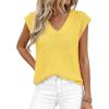 imagePRETTYGARDEN Womens 2026 Lightweight Sweaters Vest Spring Trendy Cap Sleeve V Neck Knit Tank Tops Summer Going Out OutfitsYellow