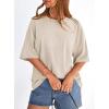 imagePRETTYGARDEN Womens 2026 Spring Going Out Tops Casual Short Sleeve Crewneck Loose Fit Basic Oversized T Shirts Summer OutfitsBeige