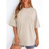 imagePRETTYGARDEN Womens 2026 Spring Going Out Tops Casual Short Sleeve Crewneck Loose Fit Basic Oversized T Shirts Summer OutfitsBeige