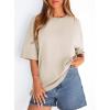 imagePRETTYGARDEN Womens 2026 Spring Going Out Tops Casual Short Sleeve Crewneck Loose Fit Basic Oversized T Shirts Summer OutfitsBeige