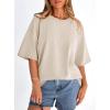 imagePRETTYGARDEN Womens 2026 Spring Going Out Tops Casual Short Sleeve Crewneck Loose Fit Basic Oversized T Shirts Summer OutfitsBeige