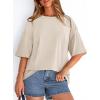 imagePRETTYGARDEN Womens 2026 Spring Going Out Tops Casual Short Sleeve Crewneck Loose Fit Basic Oversized T Shirts Summer OutfitsBeige