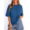 imagePRETTYGARDEN Womens 2026 Spring Going Out Tops Casual Short Sleeve Crewneck Loose Fit Basic Oversized T Shirts Summer OutfitsBlue