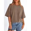 imagePRETTYGARDEN Womens 2026 Spring Going Out Tops Casual Short Sleeve Crewneck Loose Fit Basic Oversized T Shirts Summer OutfitsBrown