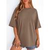 imagePRETTYGARDEN Womens 2026 Spring Going Out Tops Casual Short Sleeve Crewneck Loose Fit Basic Oversized T Shirts Summer OutfitsBrown