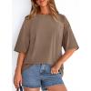 imagePRETTYGARDEN Womens 2026 Spring Going Out Tops Casual Short Sleeve Crewneck Loose Fit Basic Oversized T Shirts Summer OutfitsBrown