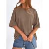 imagePRETTYGARDEN Womens 2026 Spring Going Out Tops Casual Short Sleeve Crewneck Loose Fit Basic Oversized T Shirts Summer OutfitsBrown