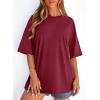 imagePRETTYGARDEN Womens 2026 Spring Going Out Tops Casual Short Sleeve Crewneck Loose Fit Basic Oversized T Shirts Summer OutfitsBurgundy