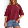 imagePRETTYGARDEN Womens 2026 Spring Going Out Tops Casual Short Sleeve Crewneck Loose Fit Basic Oversized T Shirts Summer OutfitsBurgundy
