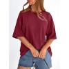 imagePRETTYGARDEN Womens 2026 Spring Going Out Tops Casual Short Sleeve Crewneck Loose Fit Basic Oversized T Shirts Summer OutfitsBurgundy